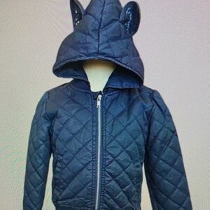 Kids Quilted Navy Jacket with Ear Details